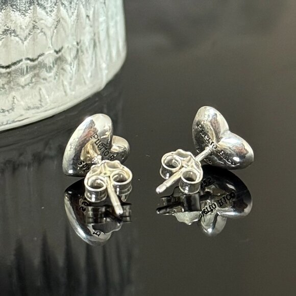 Puerto Rico Flag Heart Earrings S925 Sterling Silver Stud Earrings Handmade - Picture 6 of 6